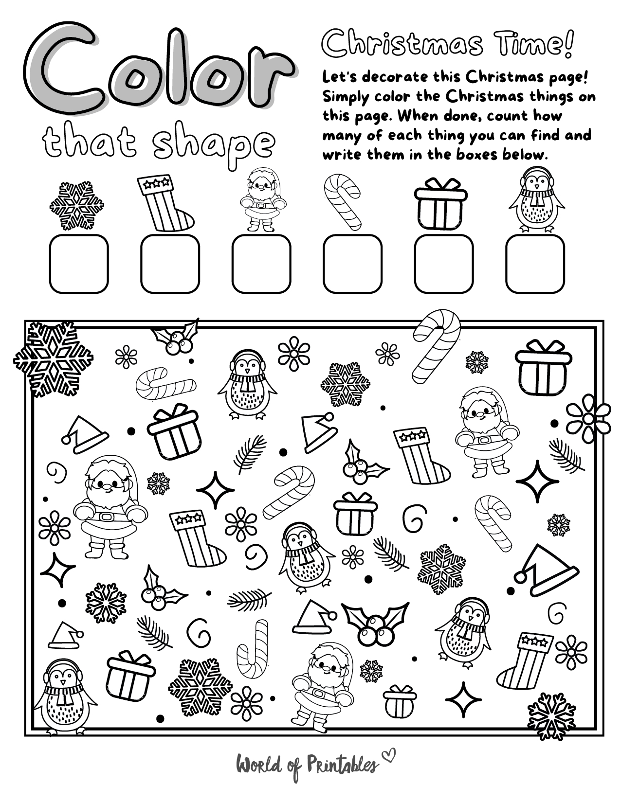 Free Printable I Spy Christmas Coloring Page Game - World Of in Free Printable Christmas Hidden Picture Games