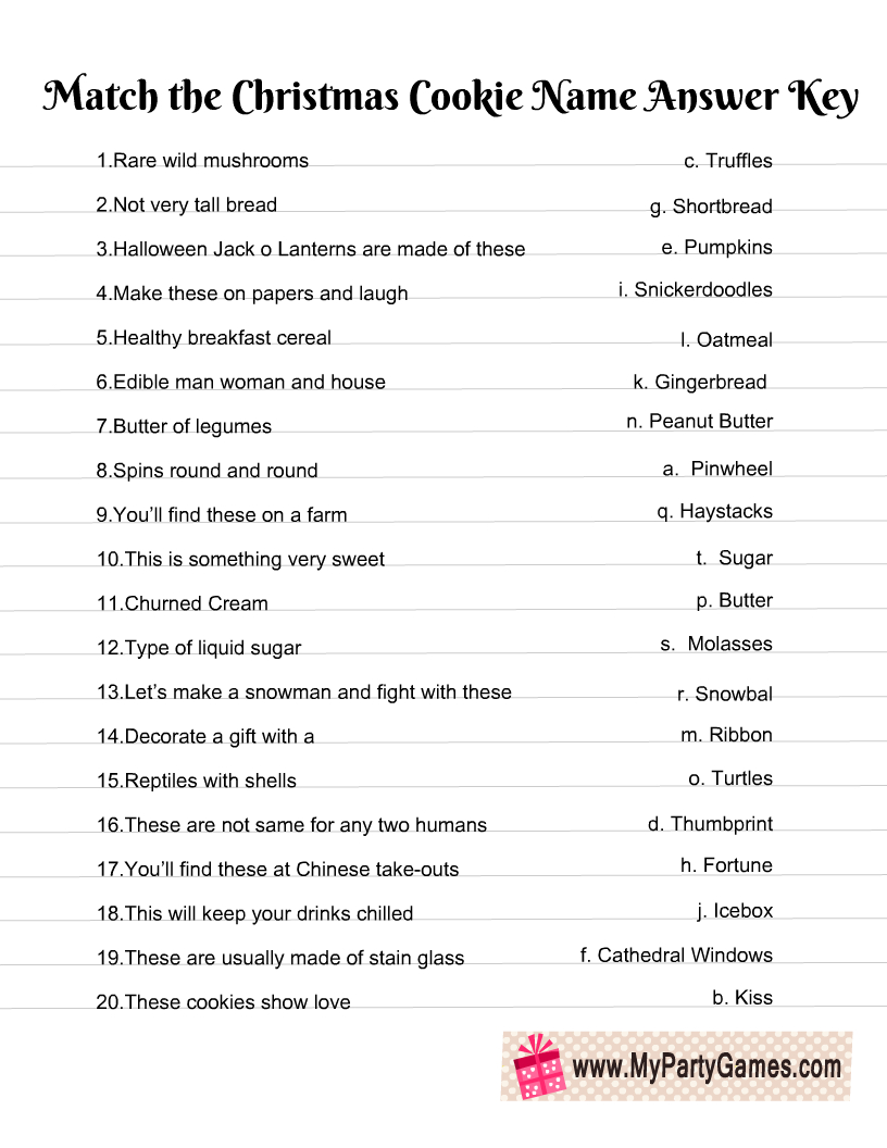 Free Printable Match The Christmas Cookie Name Game intended for Christmas Cookie Game Printable