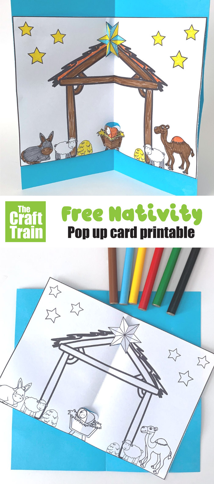 Free Printable Nativity Card - The Craft Train with Christmas Nativity Card Printable