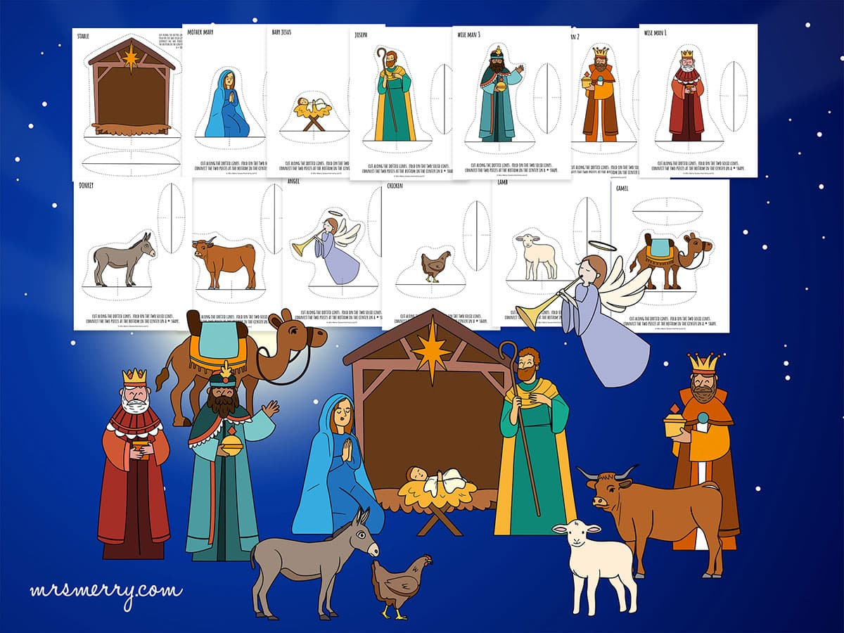 Free Printable Nativity Scene Cutouts | Mrs. Merry intended for Printable Christmas Nativity Scene