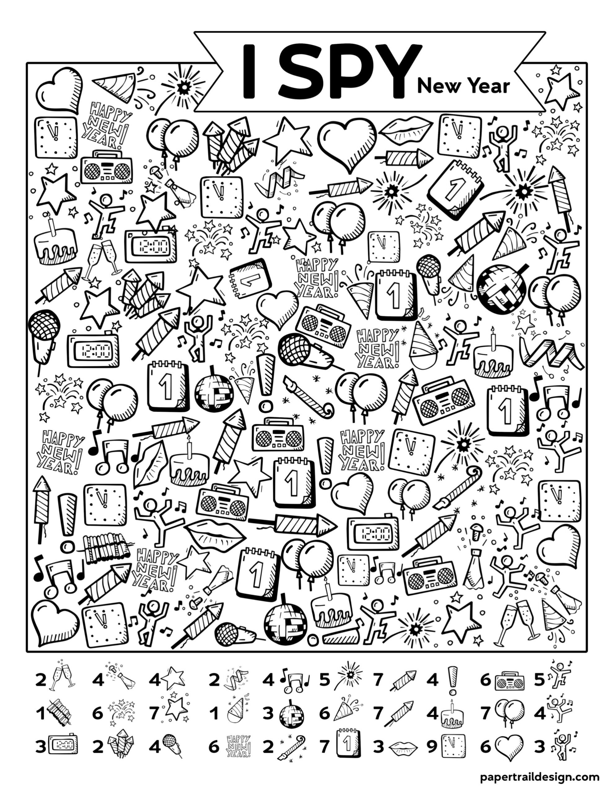 Free Printable New Year I Spy Activity - Paper Trail Design with Printable New Year Activity