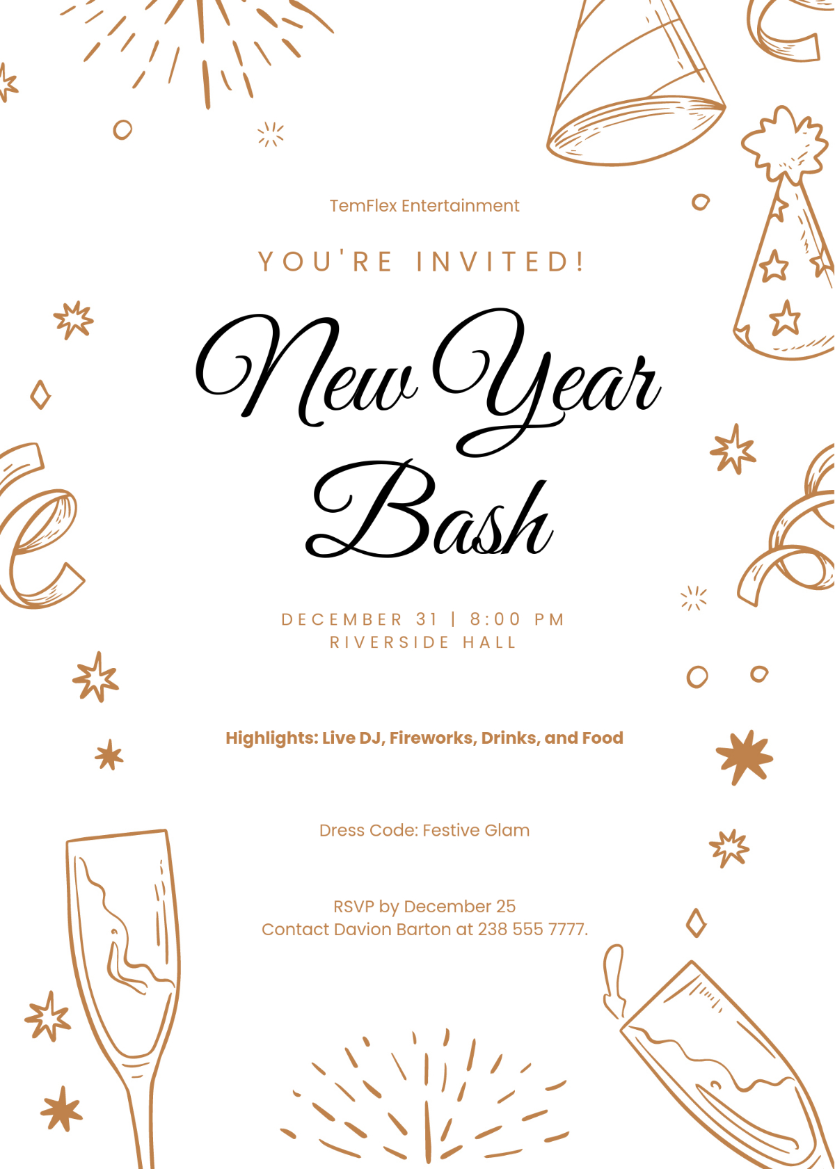 Free Printable New Year Party Invitation Template To Edit Online intended for New Year Party Invitation Template Free Printable