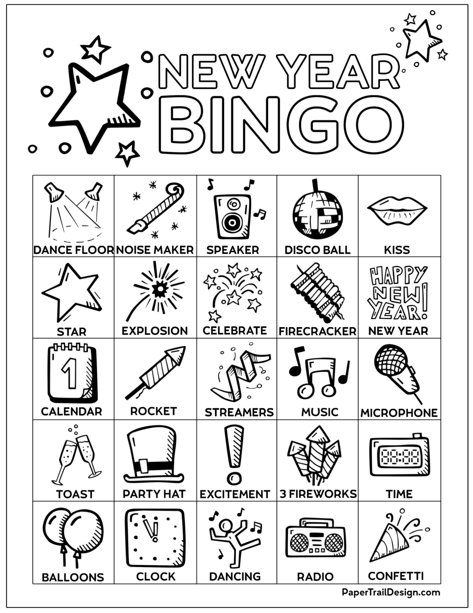 Free Printable New Year&amp;#039;S Bingo Cards - Paper Trail Design in New Year&amp;#039;S Resolution Bingo Printable