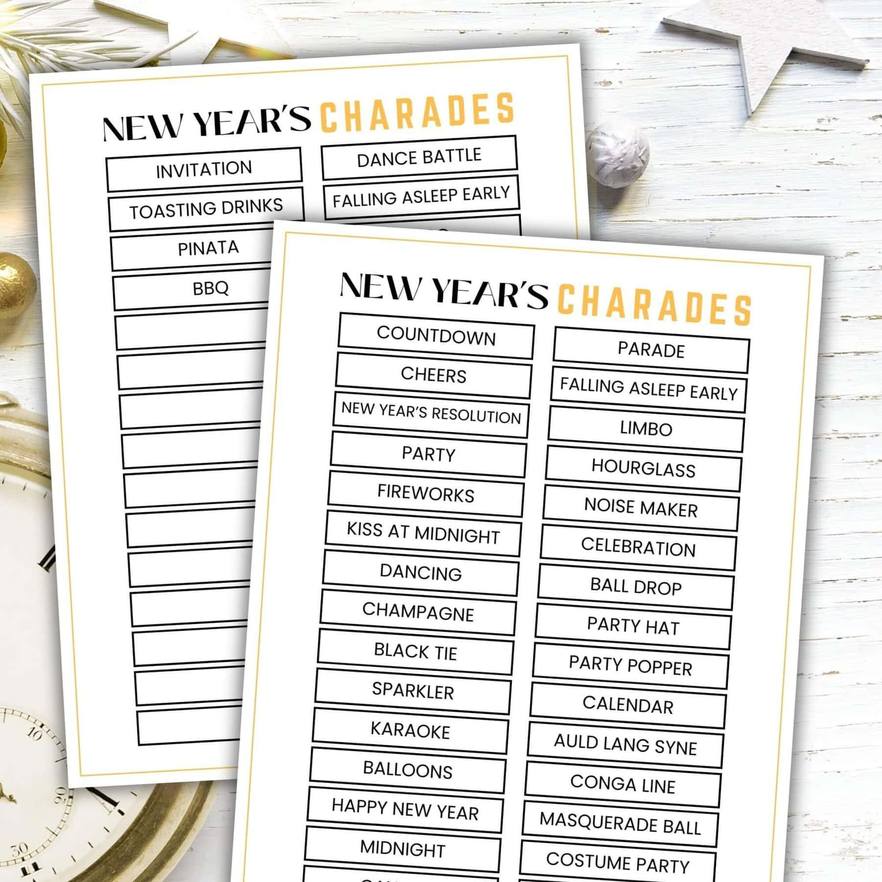 Free Printable New Year&amp;#039;S Charades Game intended for New Years Charades Printable