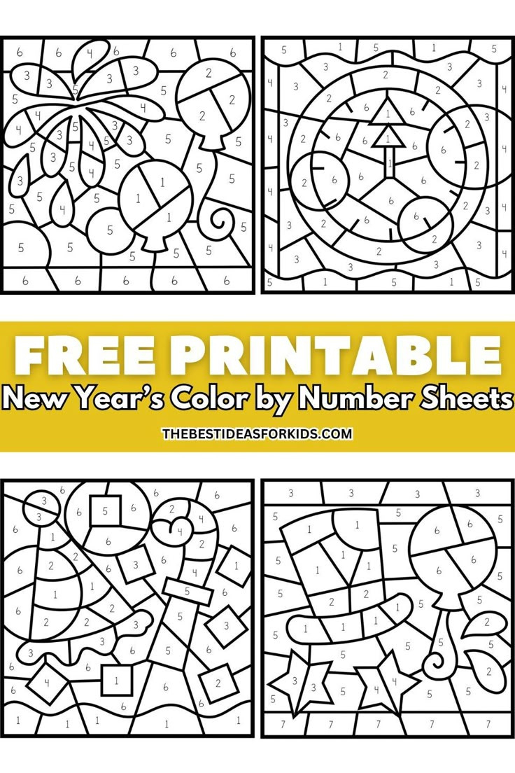 Free Printable New Years Colornumber throughout New Years Color By Number Free Printable
