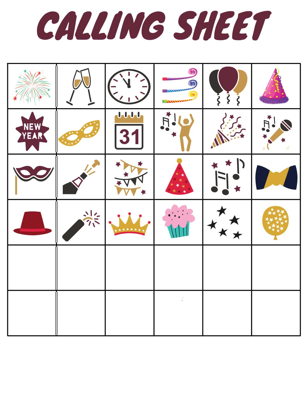 Free Printable New Years Eve Bingo Cards - Play Party Plan intended for Free Printable New Year Bingo