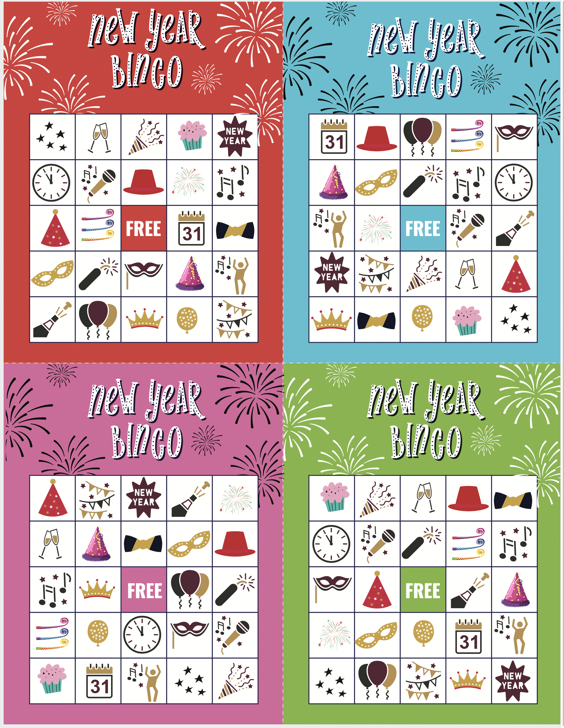 Free Printable New Years Eve Bingo Cards - Play Party Plan throughout Free Printable New Years Eve Bingo Cards