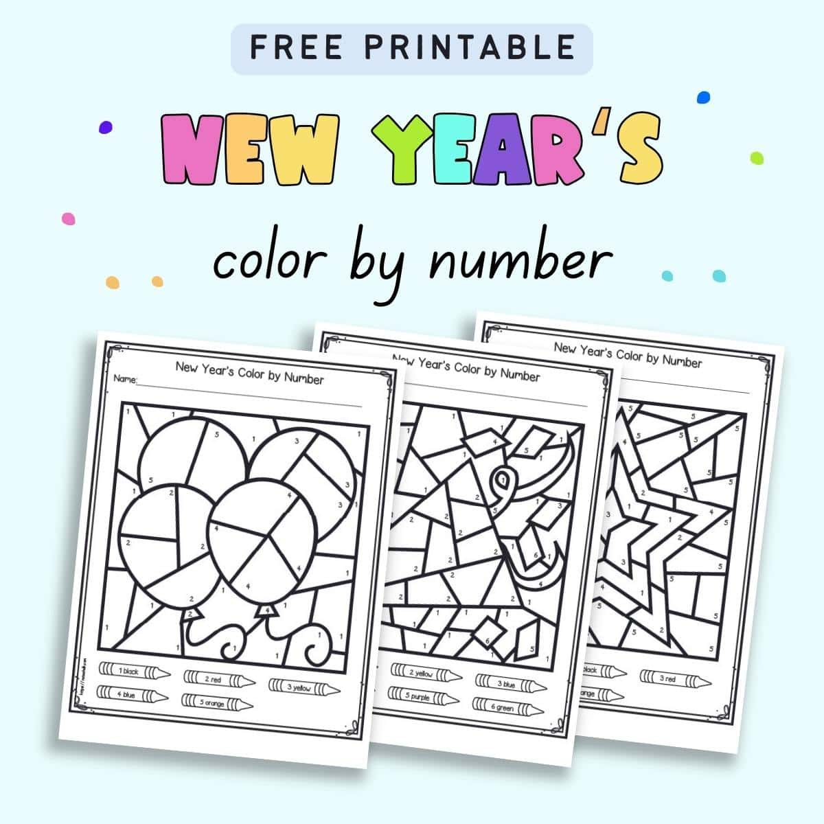 Free Printable New Year&amp;#039;S Eve Colornumber Pages - The Artisan Life inside New Year Color By Number Printable