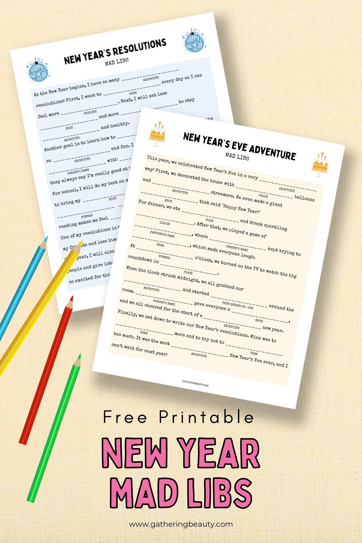 Free Printable New Years Eve Mad Libs — Gathering Beauty for New Year&amp;amp;#039;s Eve Mad Libs Printable