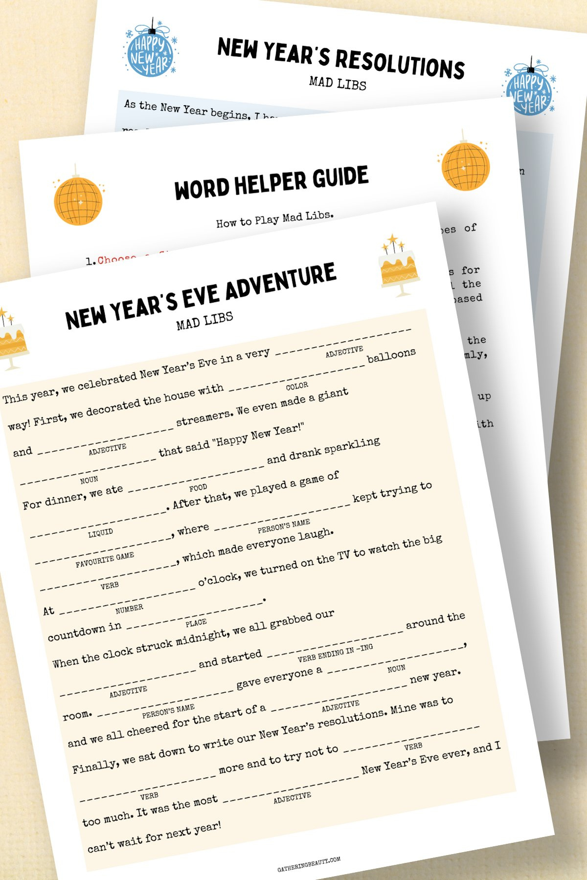 Free Printable New Years Eve Mad Libs — Gathering Beauty inside Funny New Year's Mad Libs Printable
