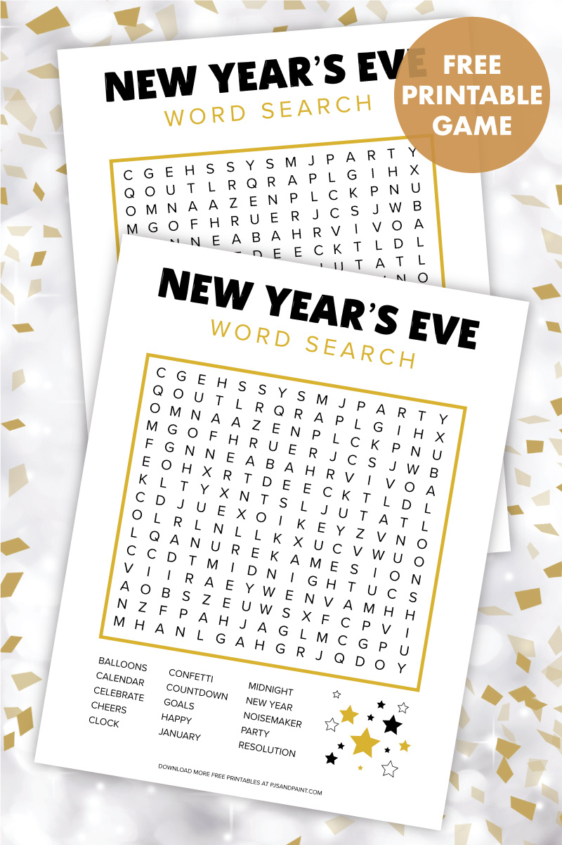 Free Printable New Year'S Eve Word Search - Pjs And Paint regarding New Year'S Eve Party Games Free Printable
