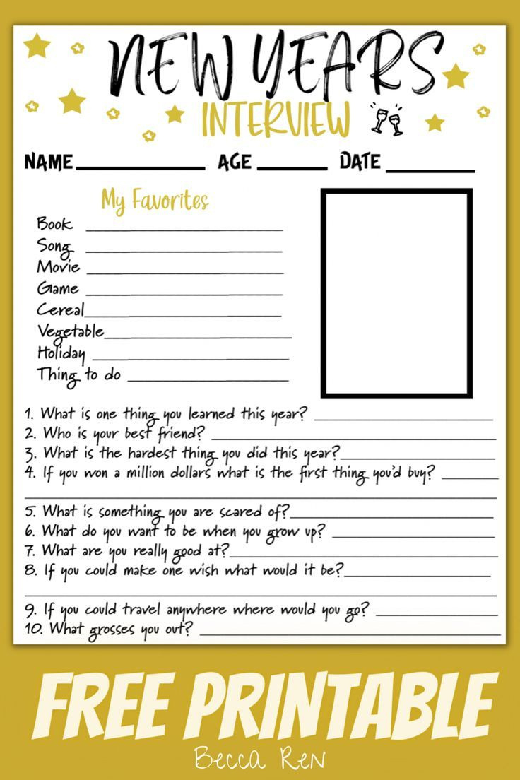 Free Printable - New Years Interview in New Year&amp;#039;S Interview Printable