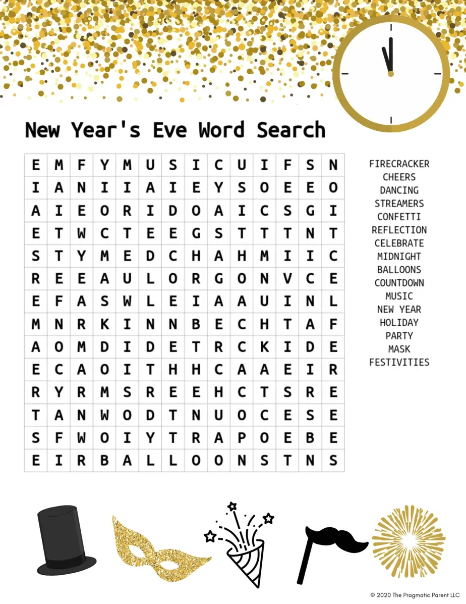 Free Printable) New Years Kid&amp;#039;S Activity Word Search with Free Printable Word Search New Years