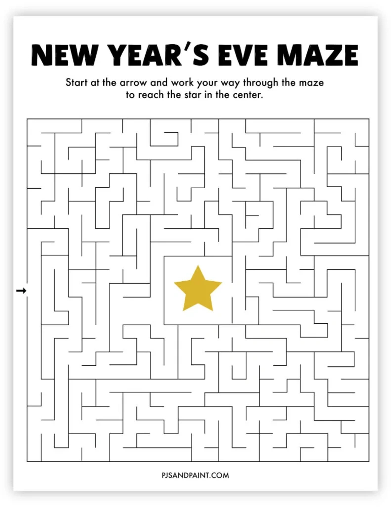 Free Printable New Year&amp;#039;S Maze - Pjs And Paint in New Year Maze Printable