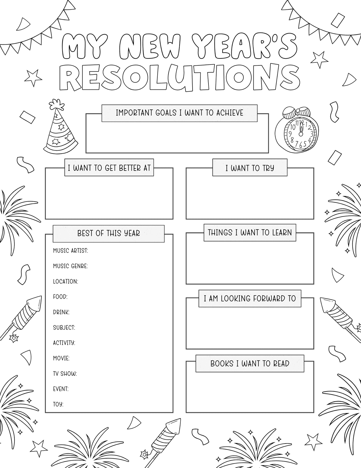 Free Printable New Year&amp;#039;S Resolution Template For Kids (2026 with regard to Free Printable New Years Activity Sheets