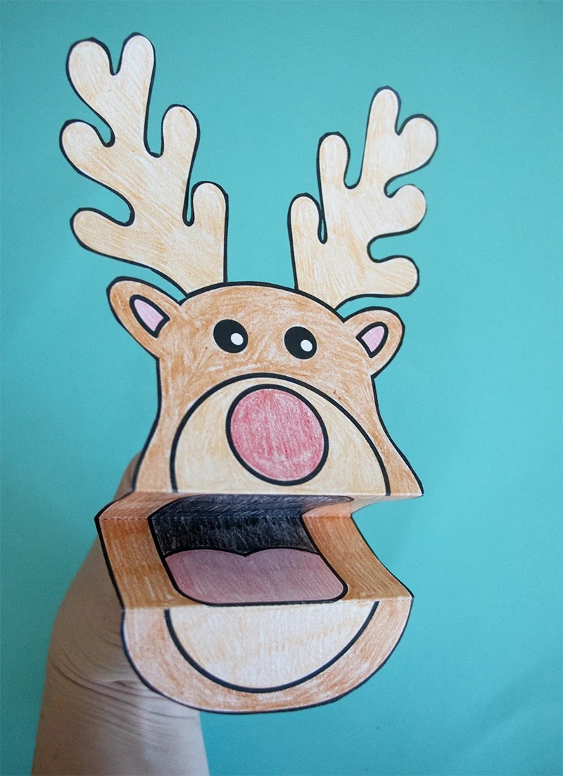 Free Printable Paper Christmas Hand Puppets - Pjs And Paint for Reindeer Puppet Printable