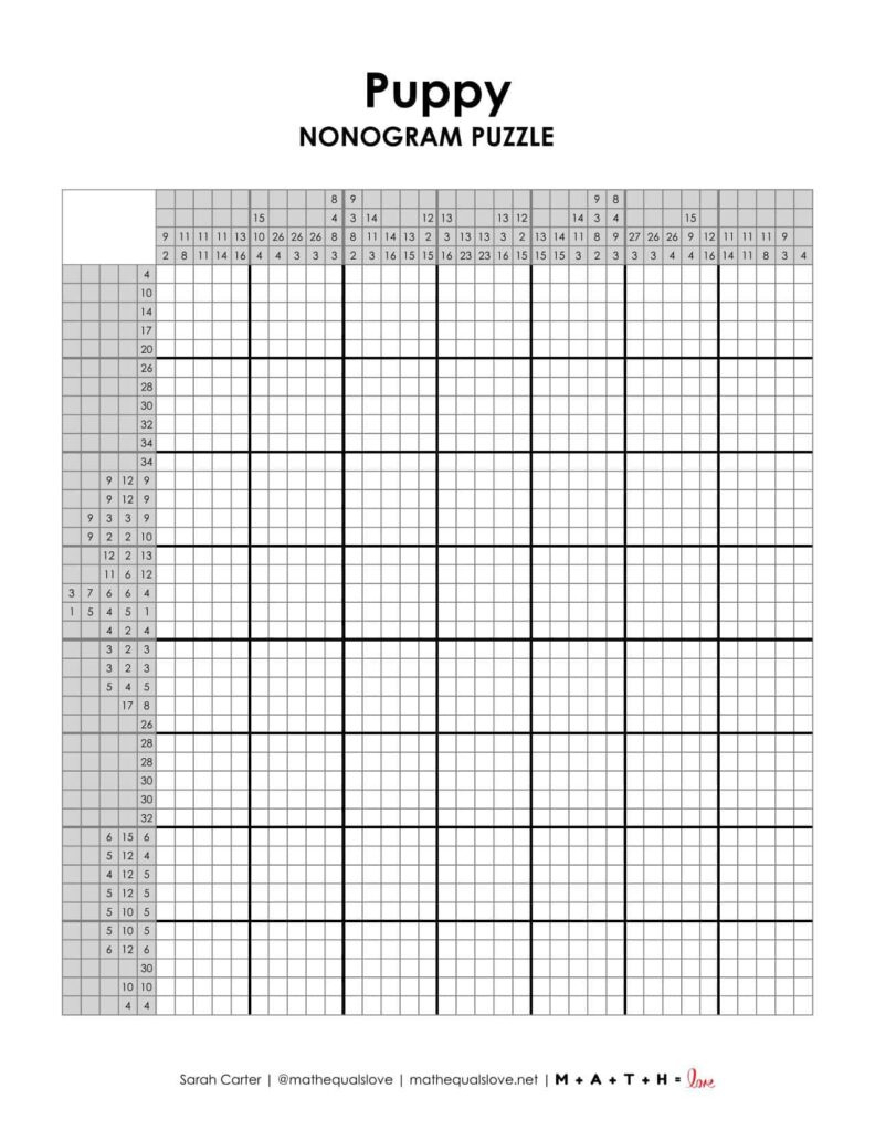 Free Printable Puppy Nonogram Puzzle (Pdf) throughout Free Printable Nonograms