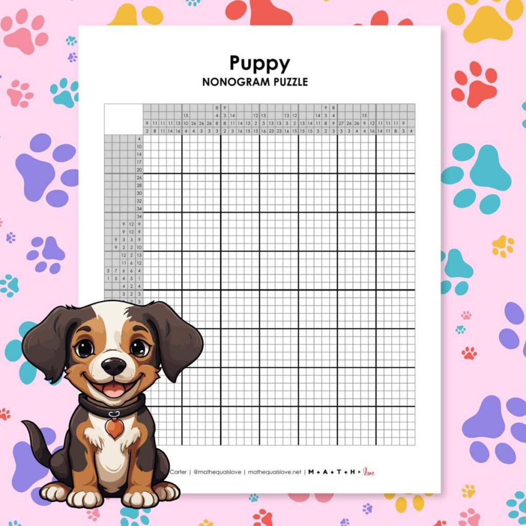 Free Printable Puppy Nonogram Puzzle (Pdf) with regard to Free Printable Nonograms
