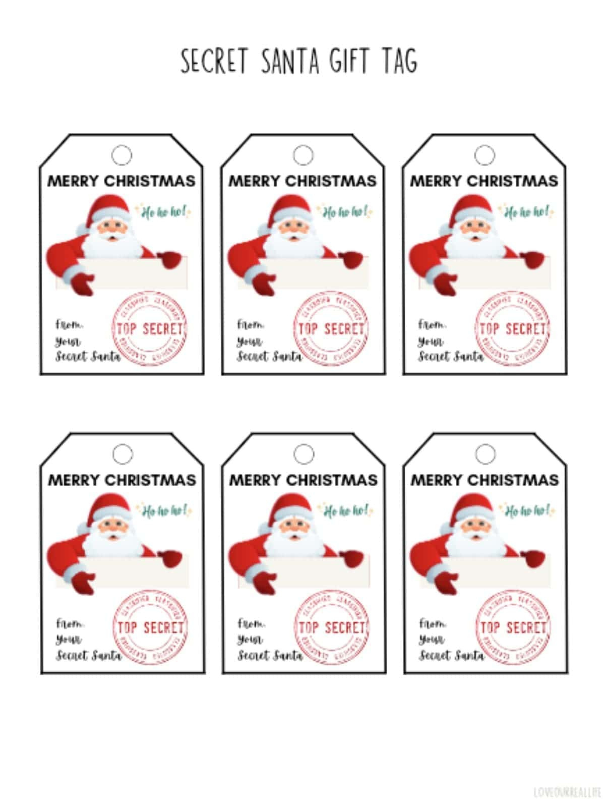 Free Printable Santa Gift Tags (Download Instantly To Print regarding Printable Christmas Tags For Secret Santa