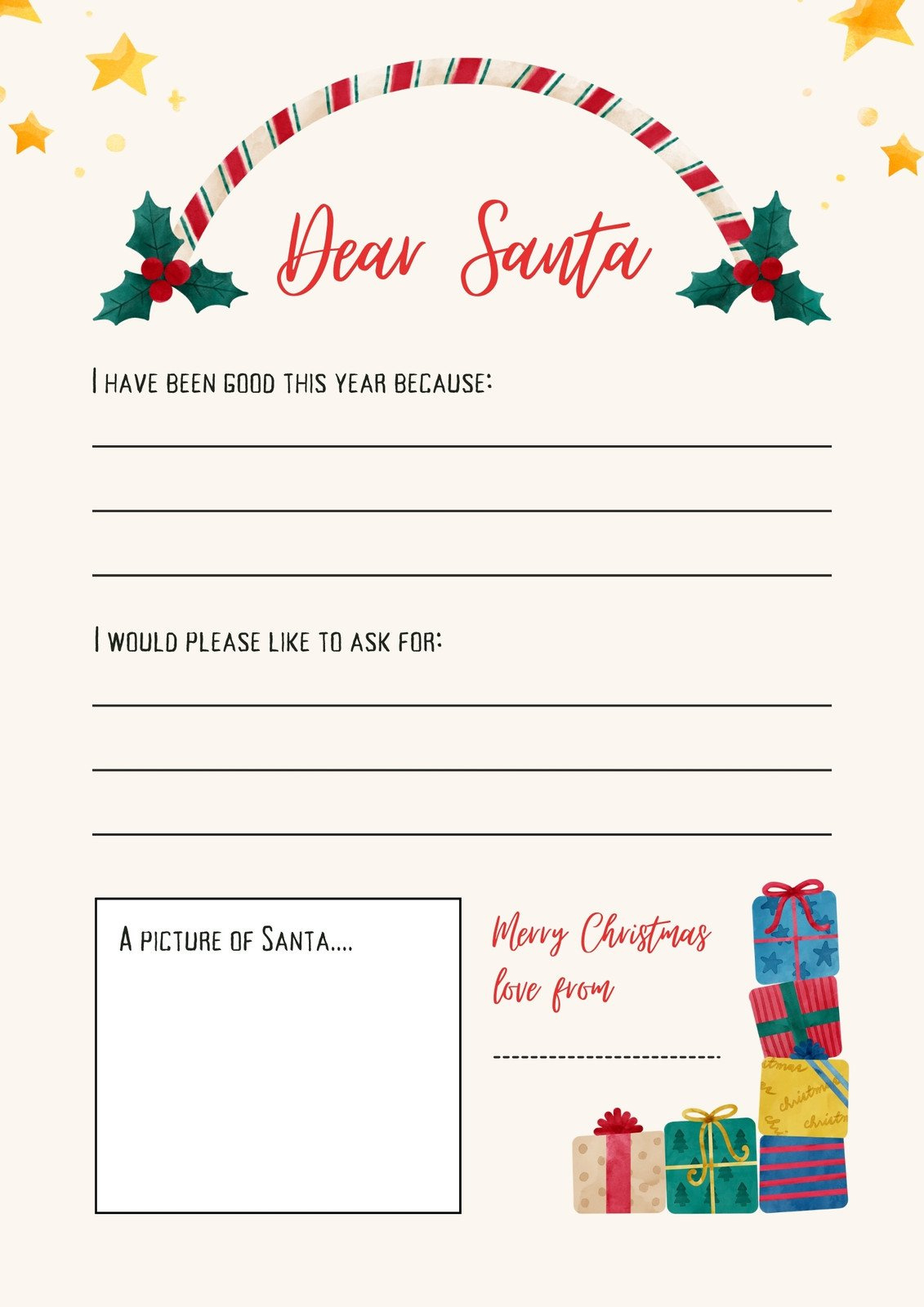 Free Printable Santa Letter Templates You Can Customize | Canva regarding Christmas Santa List Printable