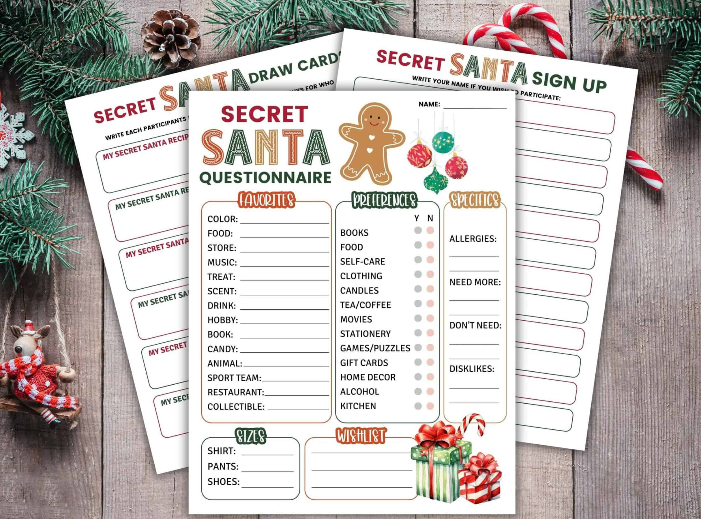Free Printable Secret Santa Questionnaire in Christmas Gift Exchange Questionnaire Printable