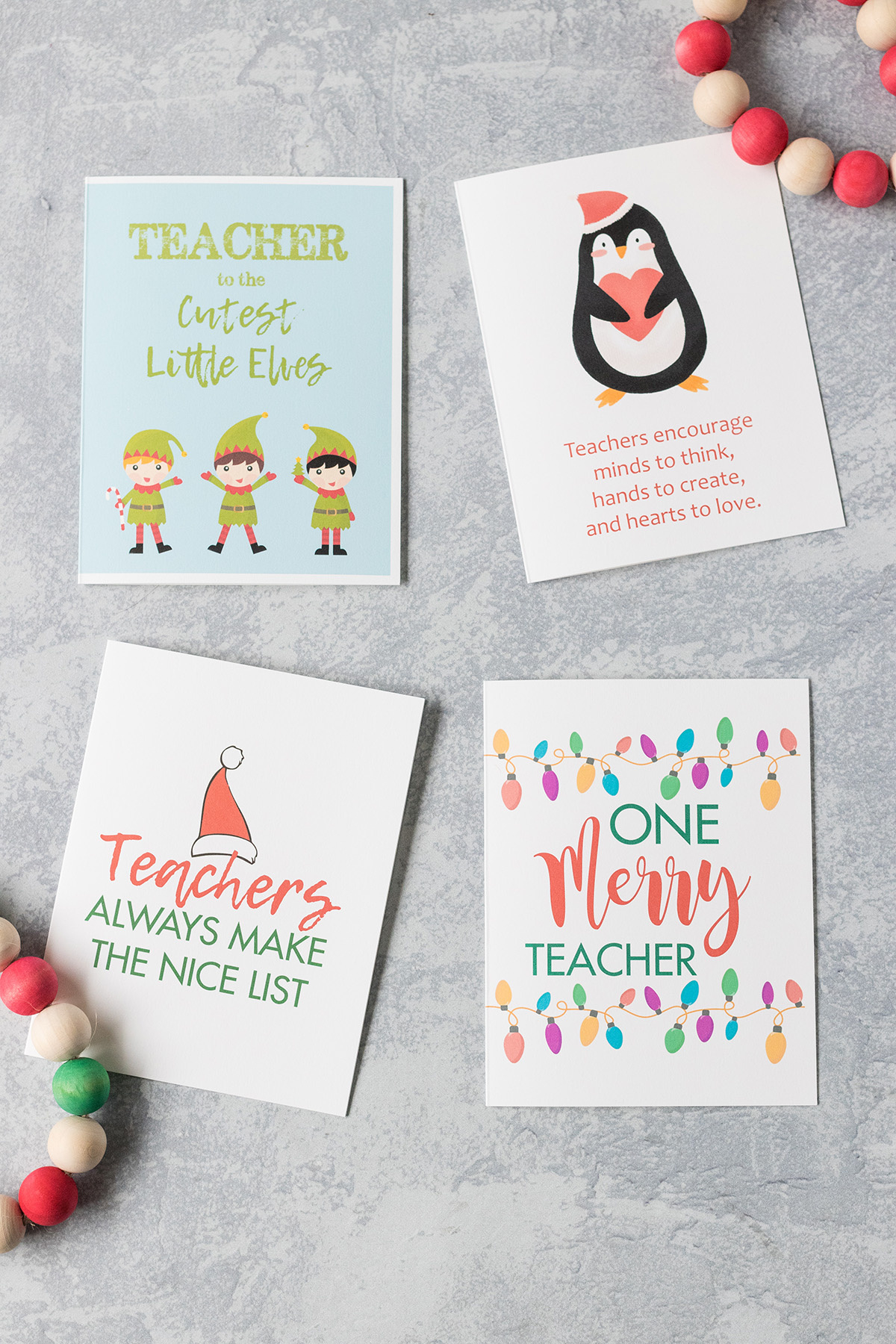 Free Printable Teacher Thank You Christmas Cards • Rose Clearfield regarding Christmas Card For Teacher Printable