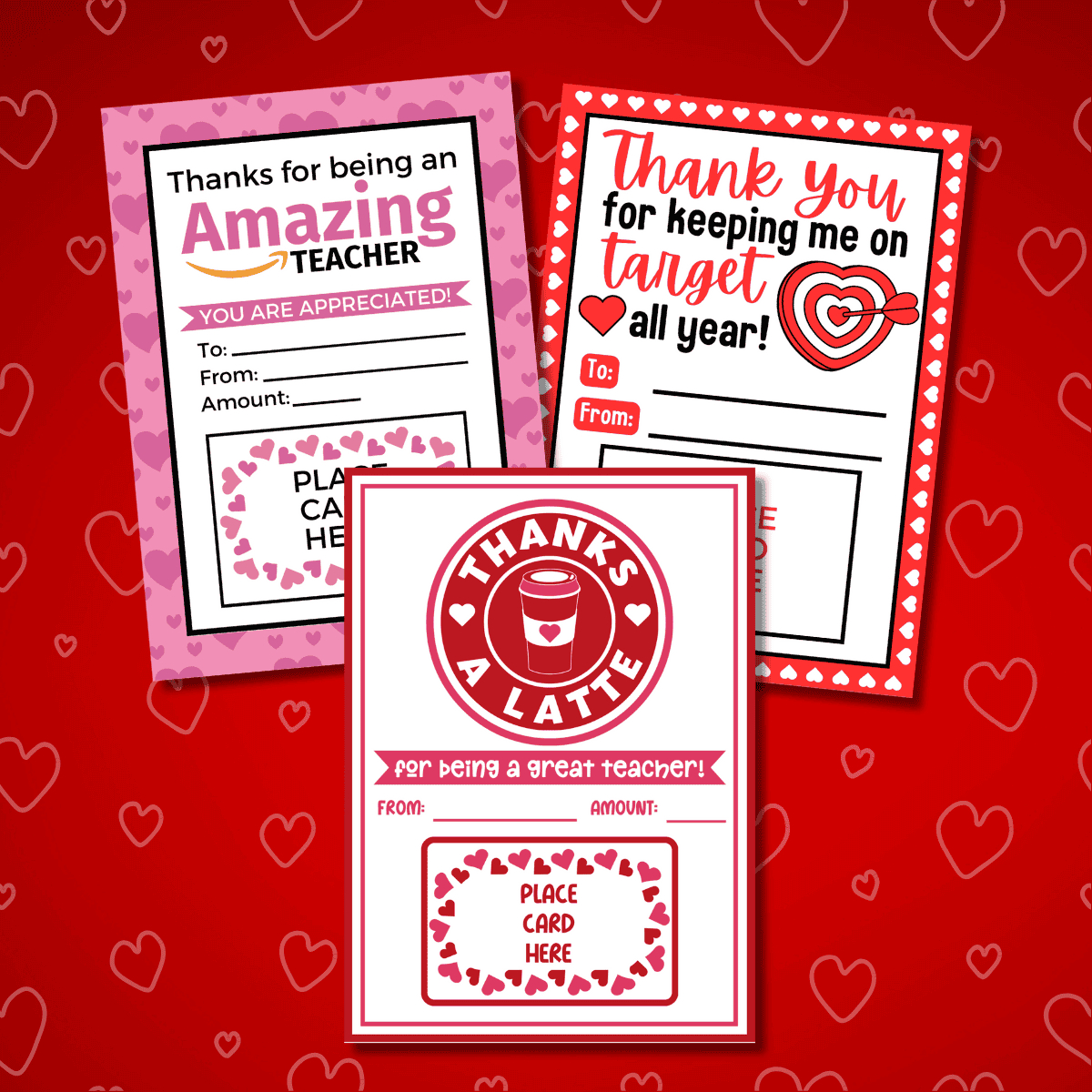 Free Printable Teacher Valentine Gift Card Holders - Prudent Penny throughout Free Valentine Thank You Cards Printable