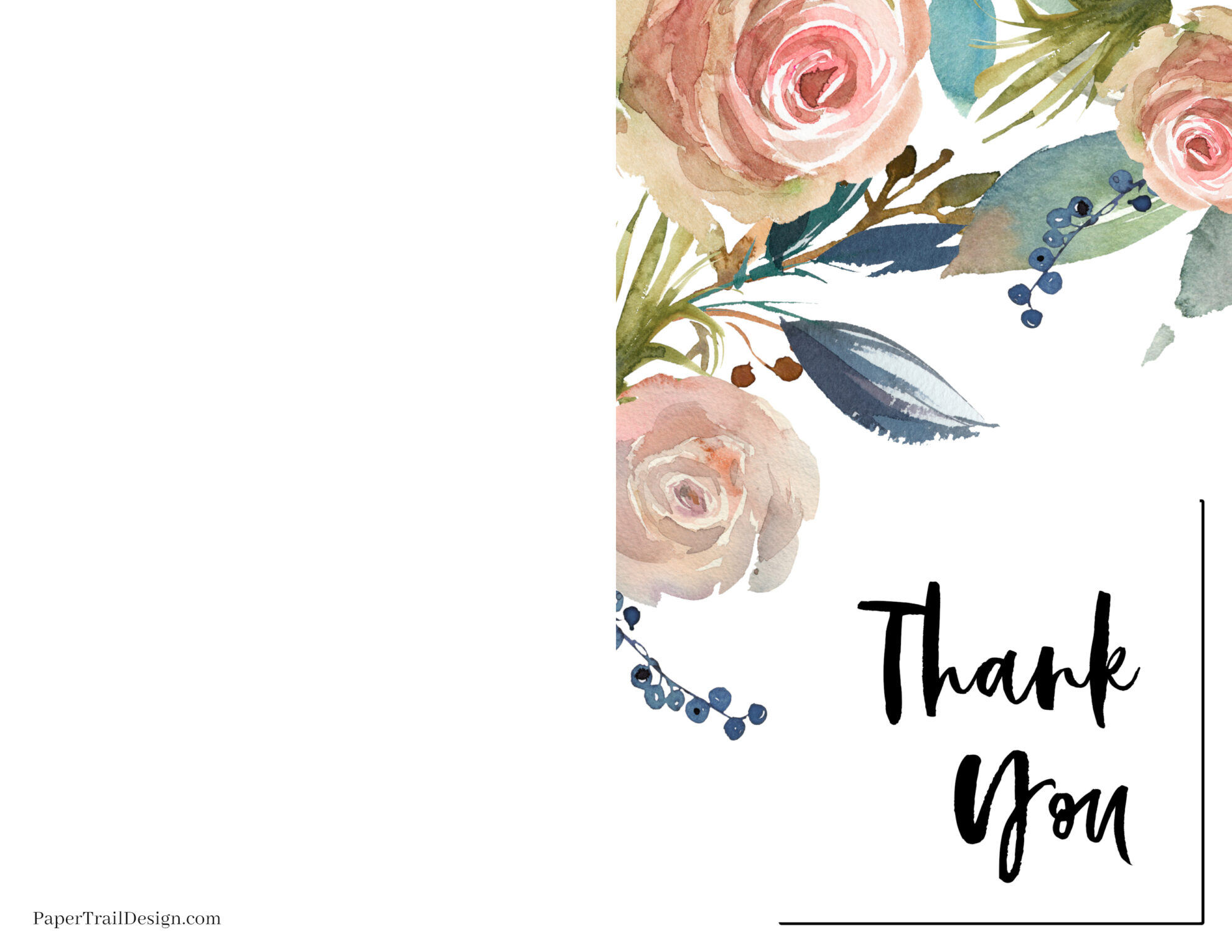 Free Printable Thank You Cards - Paper Trail Design intended for Blank Thank You Cards Printable Free
