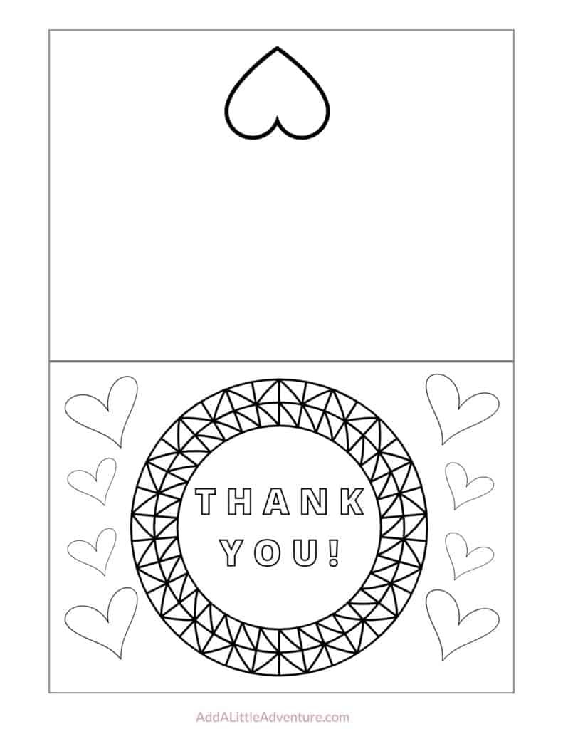 Free Printable Thank You Cards To Color - Add A Little Adventure regarding Thank You Cards Printable Coloring Page