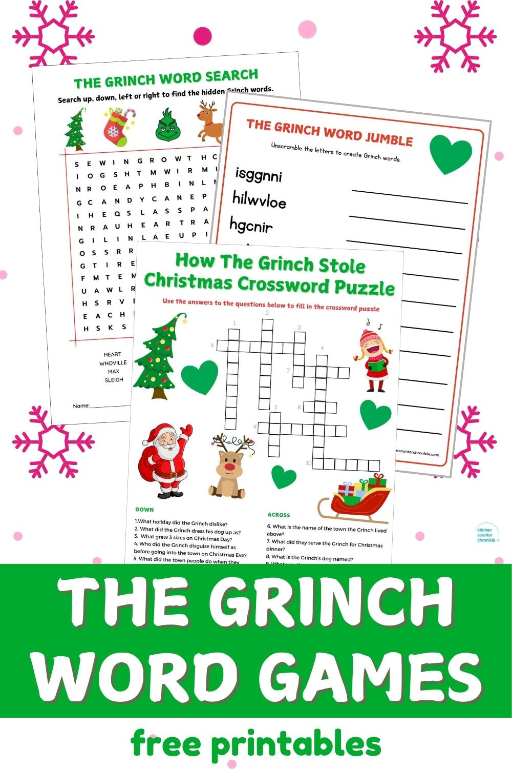 Free Printable The Grinch Word Games with Grinch Word Search Printable