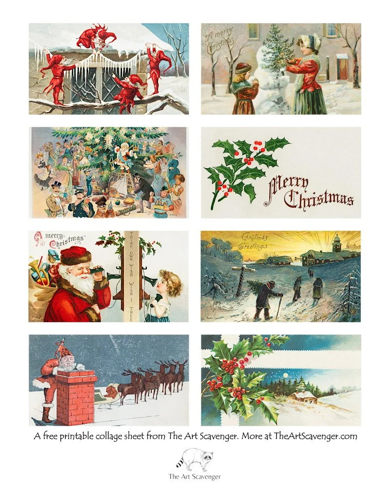 Free Printable Vintage Christmas Illustration Ephemera Sheets pertaining to Printable Victorian Christmas Images