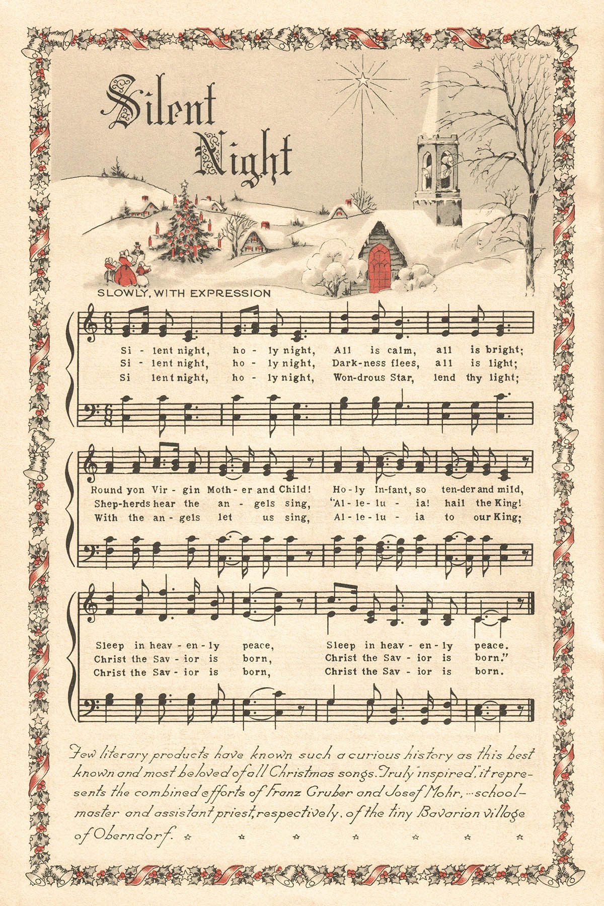 Free Printable Vintage Color Illustration Christmas Carols • Rose for Printable Vintage Christmas Paper