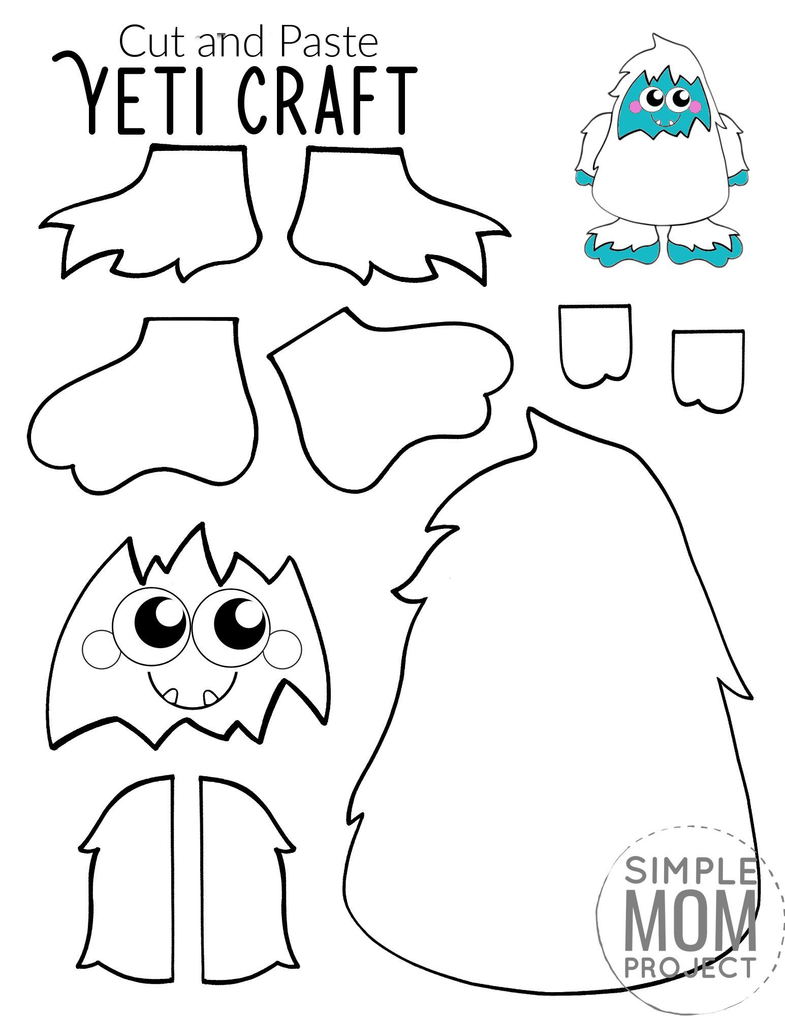 Free Printable Yeti Abominable Snowman Craft - Simple Mom Project within Abominable Snowman Yeti Printable Template