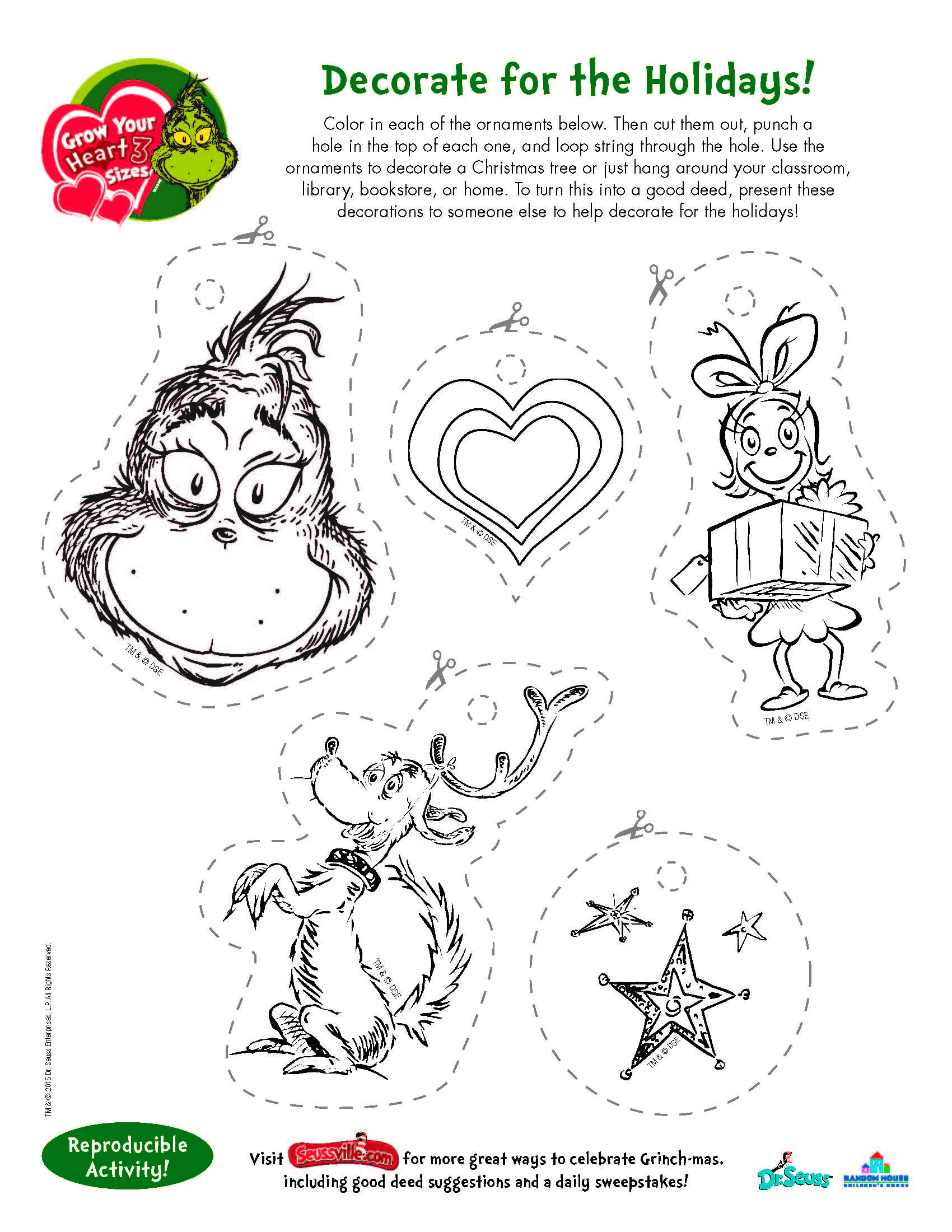 Free Printables And Wonderful Activities From None Other Than The with regard to Grinch Coloring Ornament Printable