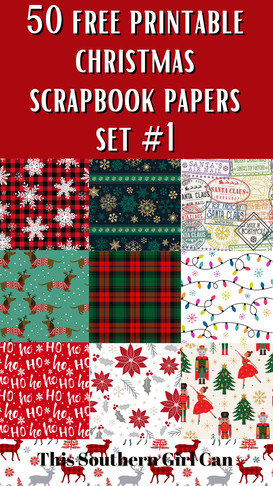 Free Printables with Printable Christmas Scrapbook Paper