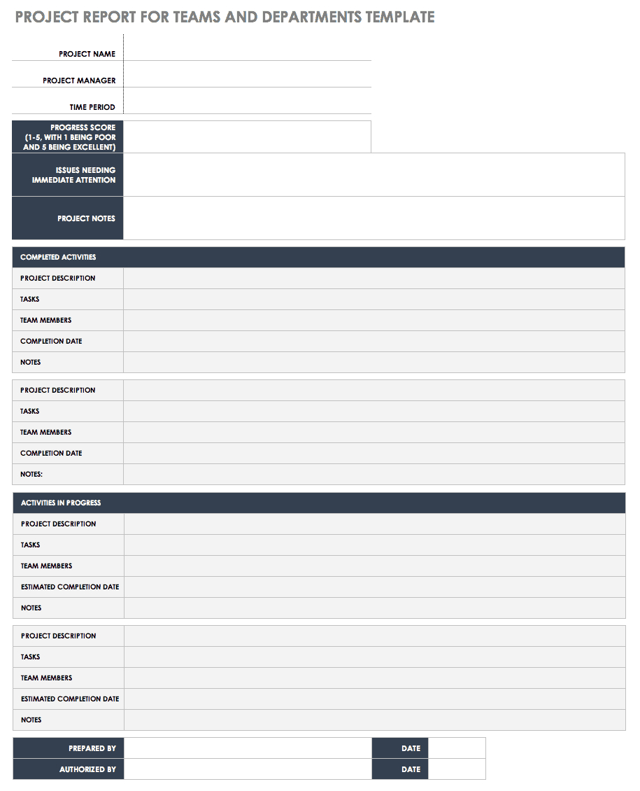 Free Project Report Templates | Smartsheet with Project Profile Sample Template