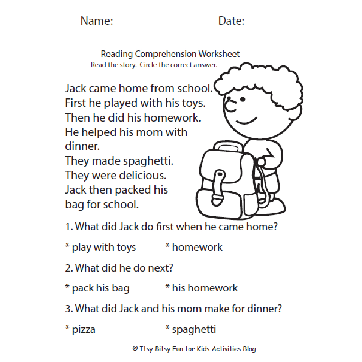 Free Reading Comprehension Worksheets For Back To School in Free Printable First Grade Fluency Passages