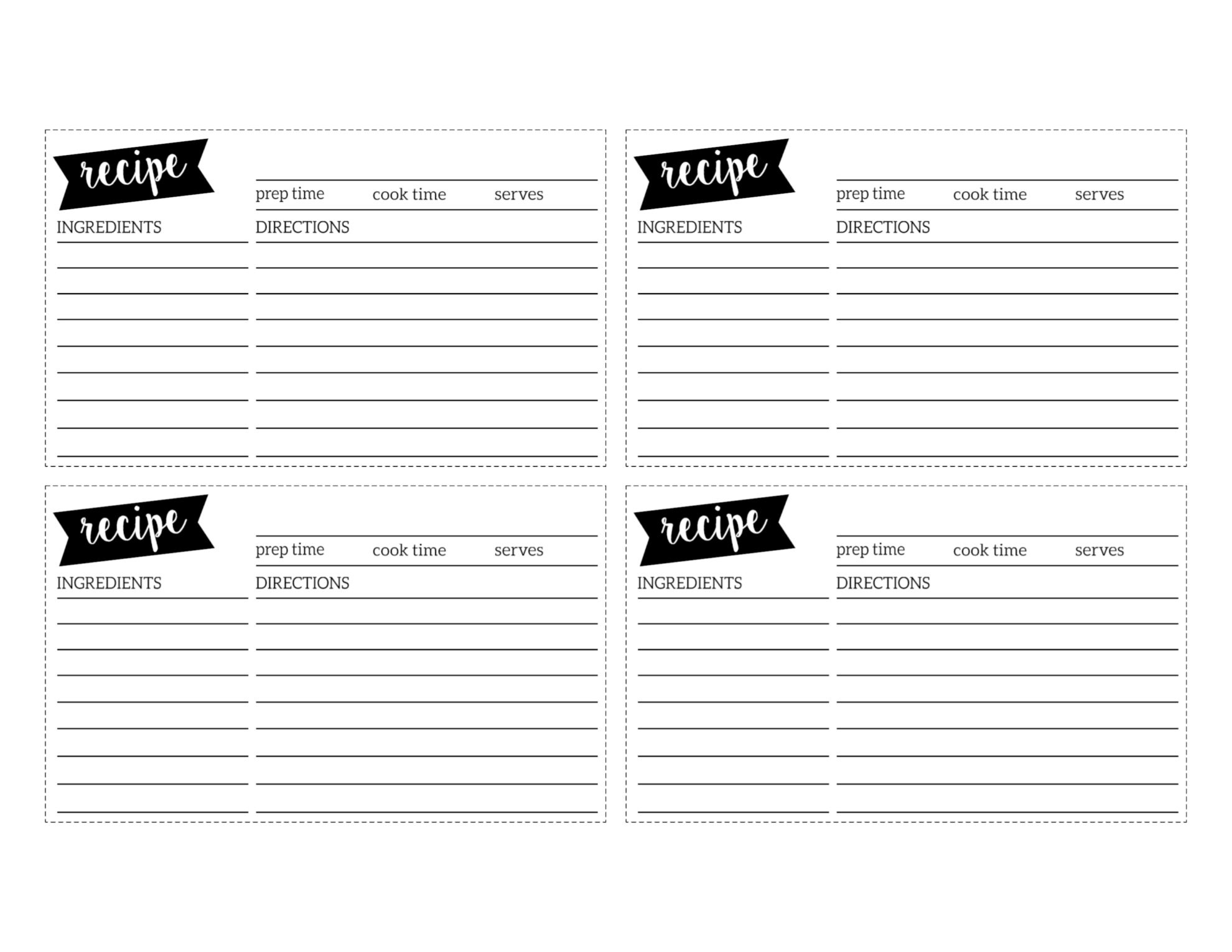 Free Recipe Card Template Printable - Paper Trail Design inside Free 4X6 Recipe Card Templates