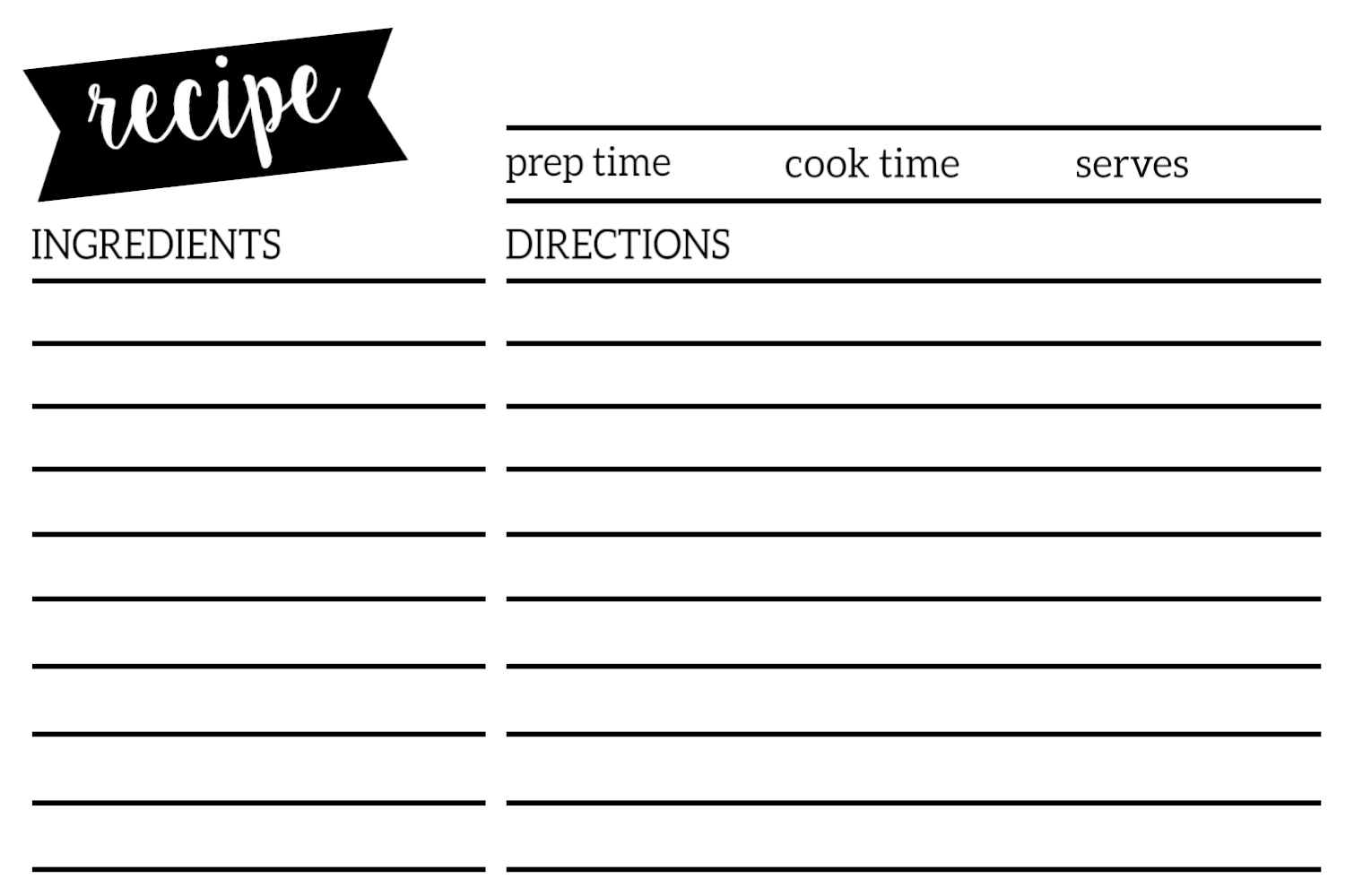 Free Recipe Card Template Printable - Paper Trail Design throughout Free 4x6 Recipe Card Templates