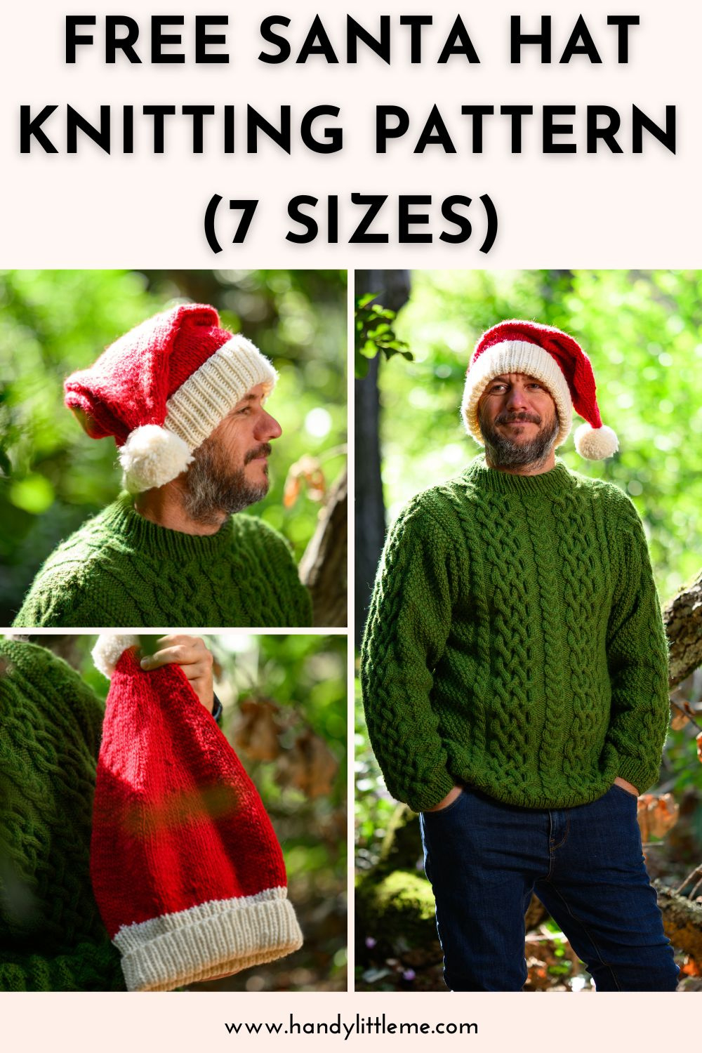 Free Santa Hat Knitting Pattern (7 Sizes) - Handy Little Me within Free Santa Hat Knitting Pattern Printable