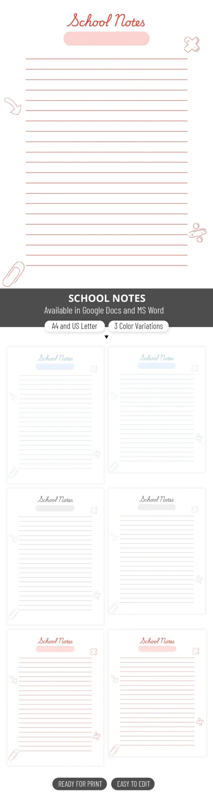Free School Note Template In Google Docs And Microsoft Word intended for Free Printable School Notes