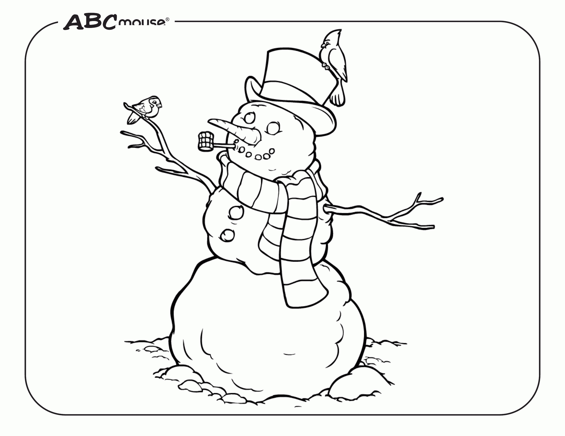 Free Snowman Coloring Pages | Abcmouse within Snowman Coloring Printable
