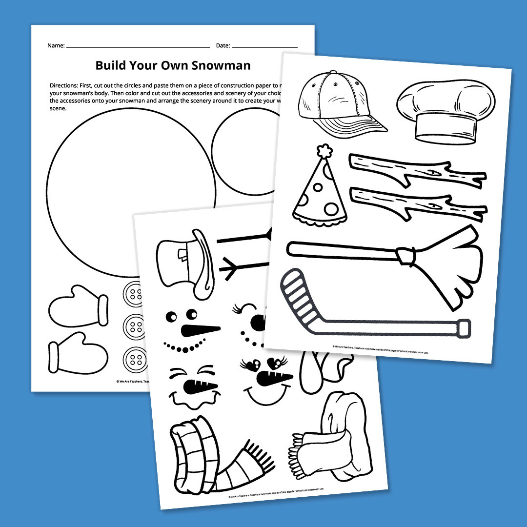 Free Snowman Template Printable Bundle For Winter for Free Printable Snowman Accessories
