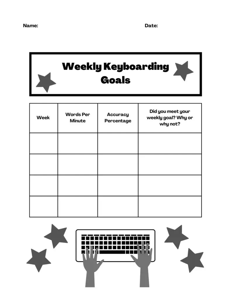 Free Typing Goals Printable Worksheets - Hess Unacademy with regard to Free Printable Typing Worksheets
