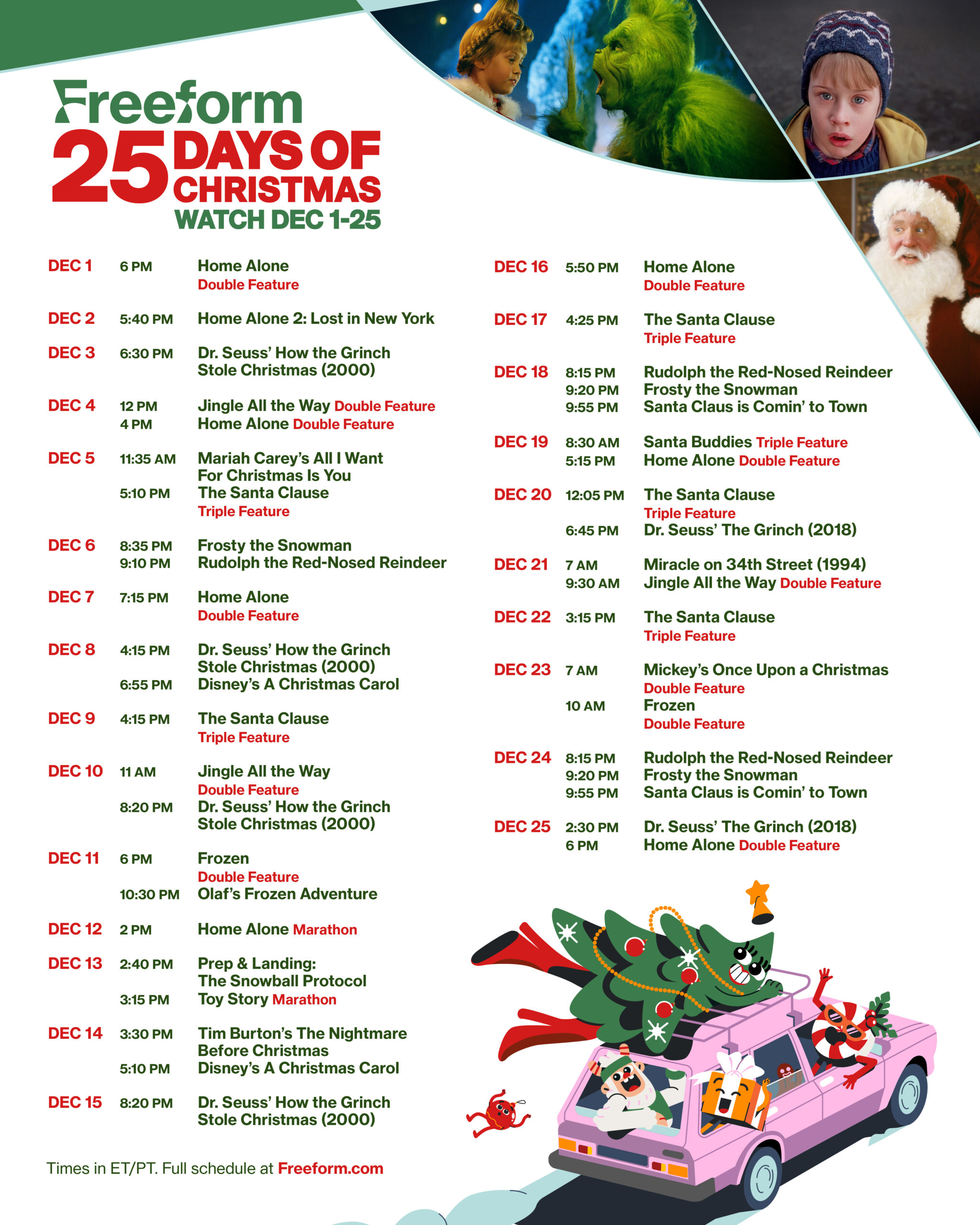 Freeform'S "25 Days Of Christmas" Schedule 2025 | {Showname} within 25 Days Of Christmas Printable Schedule