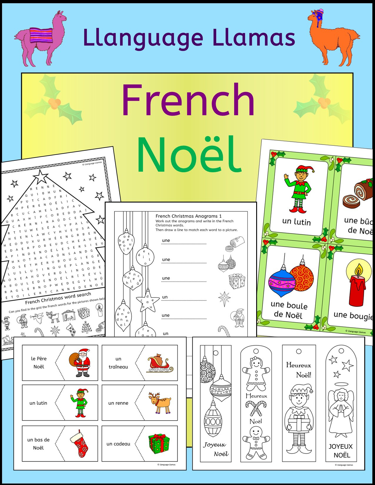 French Christmas - Noel - Fun Activities, Worksheets, Word Wall in French Christmas Worksheets