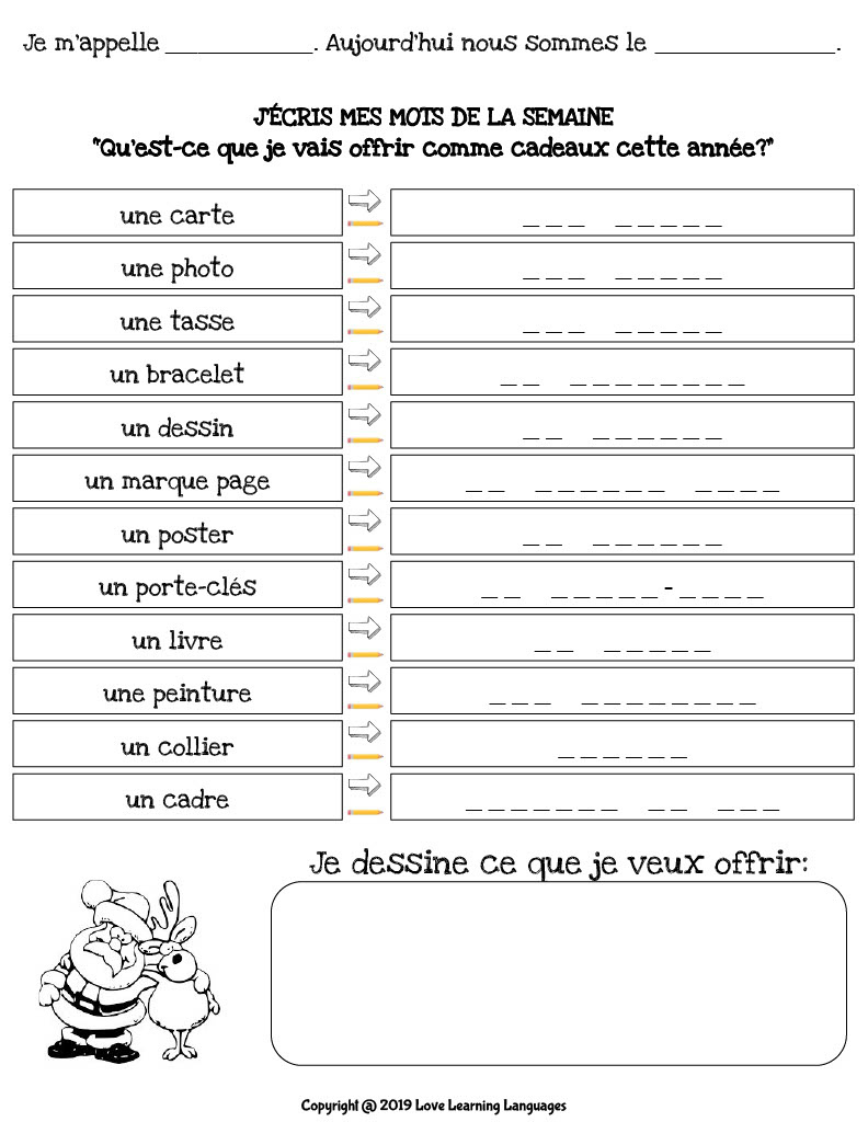 French: Christmas Vocabulary - Activities And Worksheets for French Christmas Vocabulary Worksheets