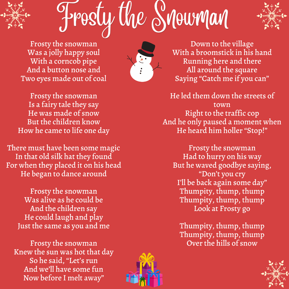 Frosty The Snowman Printable Lyrics, Origins, And Video with regard to Words To Frosty The Snowman Printable