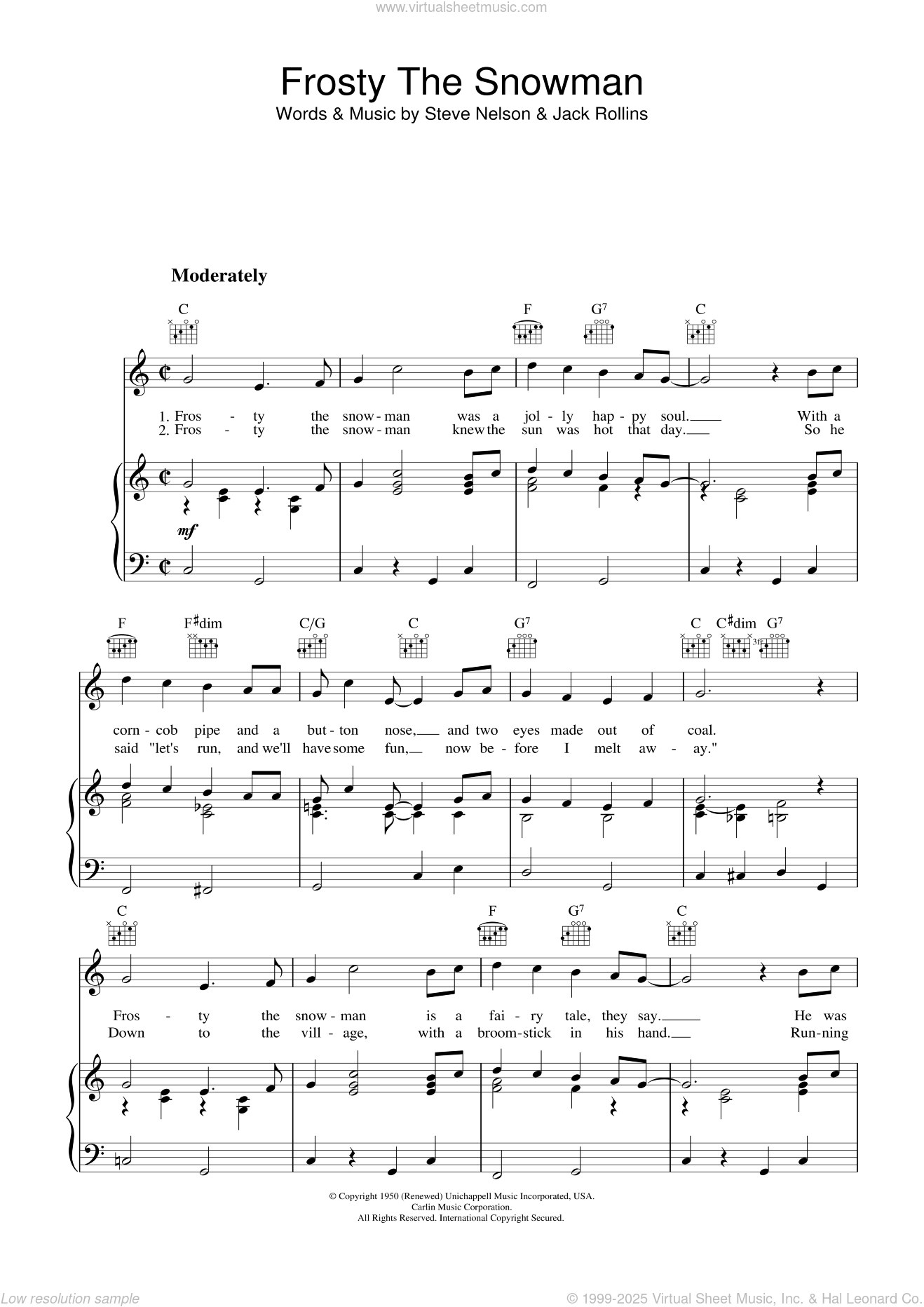 Frosty The Snowman Sheet Music For Voice, Piano Or Guitar (Pdf) pertaining to Vintage Christmas Sheet Music Printable Frosty The Snowman