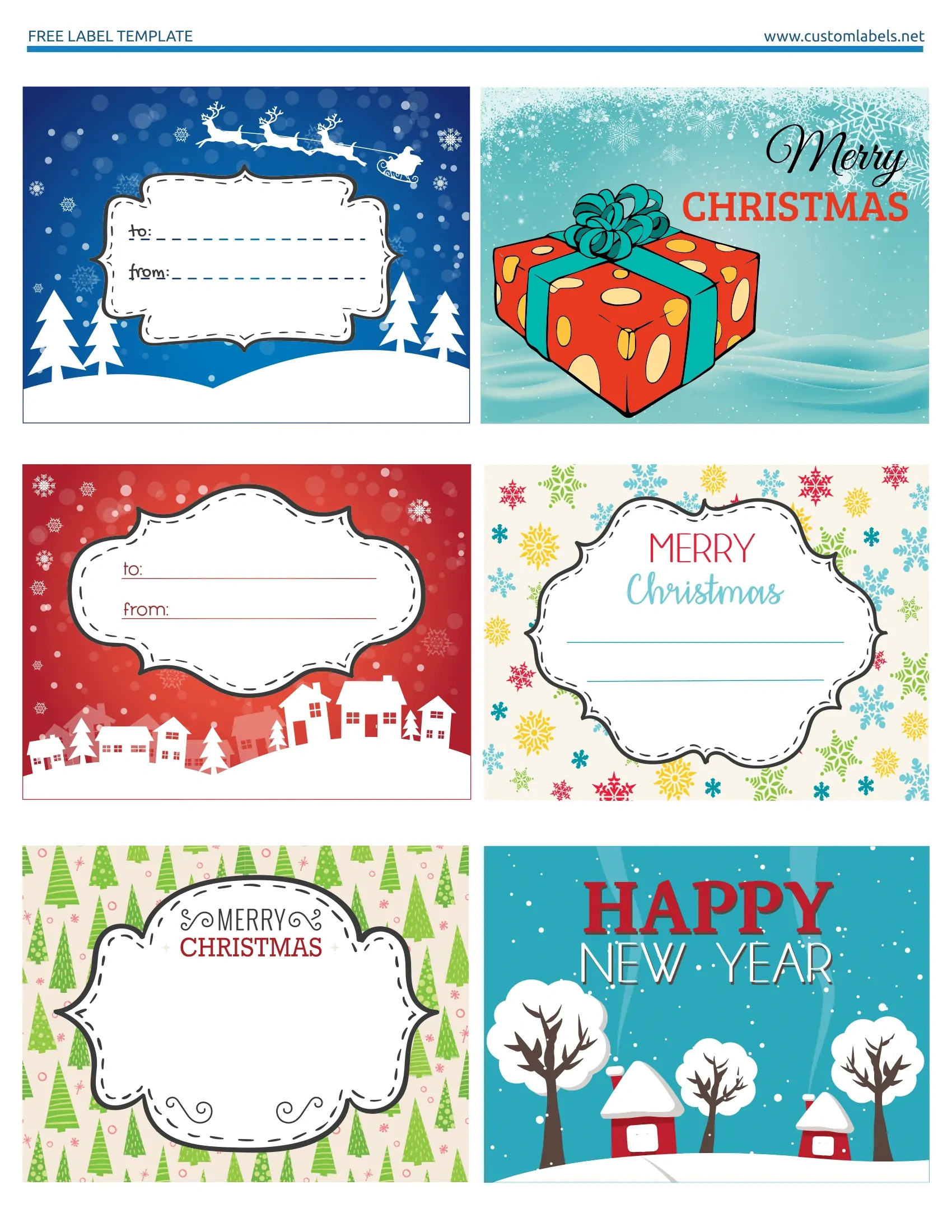 Fun And Colorful Christmas Labels - Free Printables throughout Christmas to and From Tags Free Printable
